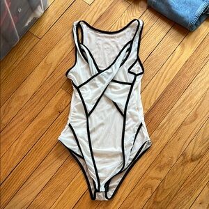 Black and white mesh bodysuit NEW